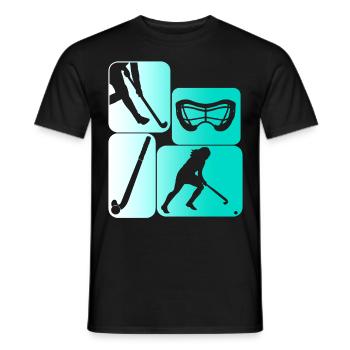 Field hockey Hockey players - Men's T-Shirt - black - Front - AI Model Male 178 light (178cm)