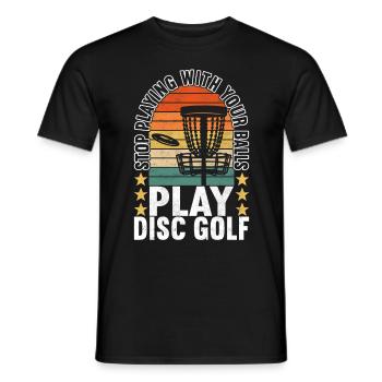 Disc Golf Disc Golfer - Men's T-Shirt - black - Front - AI Model Male 178 light (178cm)