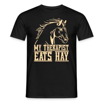 Pferd Reiten My Therapist Eats Hay - Männer T-Shirt - Schwarz - Vorne - AI Model Male 178 light (178cm)