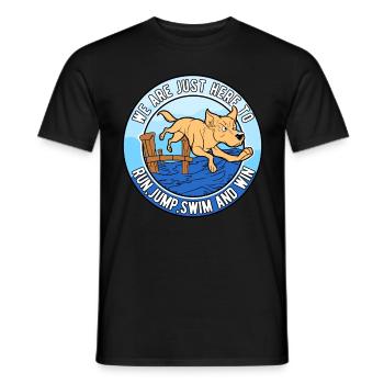 Dock Diving Run, Jump, Swim and Win - Männer T-Shirt - Schwarz - Vorne - AI Model Male 178 light (178cm)