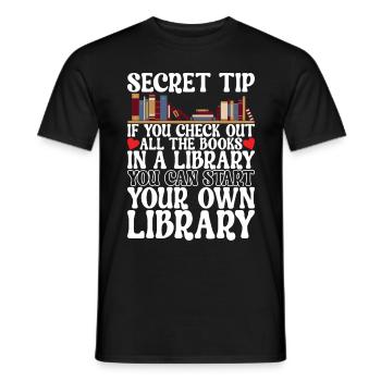 Bibliothèque de rats de bibliothèque de livres de lecture - T-shirt homme - noir - Devant - AI Model Male 178 light (178cm)