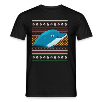 Ugly Christmas Sweater Tshirt Christmas Dolphin - Men's T-Shirt - black - Front - AI Model Male 178 light (178cm)