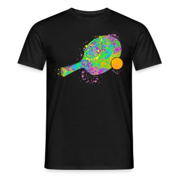 Table tennis colorful Table tennis bats - Men's T-Shirt - black - Front - AI Model Male 178 light (178cm)