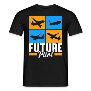 Pilot Flugzeug - Männer T-Shirt - Schwarz - Vorne - AI Model Male 178 light (178cm)