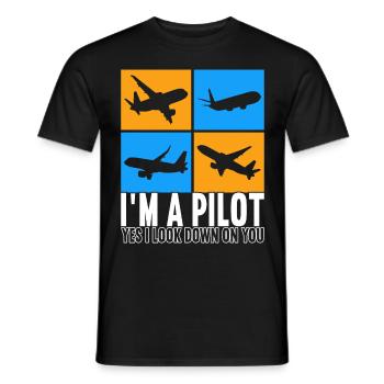 Pilot Flugzeug - Männer T-Shirt - Schwarz - Vorne - AI Model Male 178 light (178cm)