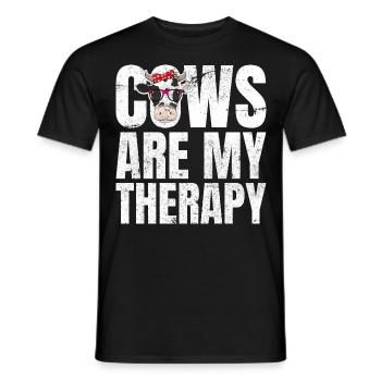 Cows Are My Therapy Cows Farmer Farmer - Men's T-Shirt - black - Front - AI Model Male 178 light (178cm)