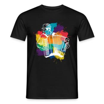 Accordéon, Design de musique coloré - T-shirt homme - noir - Devant - AI Model Male 178 light (178cm)