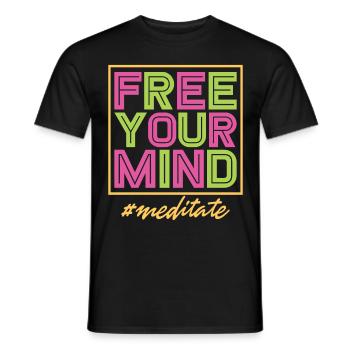Free your Mind / Mindset, Development, Meditate - Men's T-Shirt - black - Front - AI Model Male 178 light (178cm)