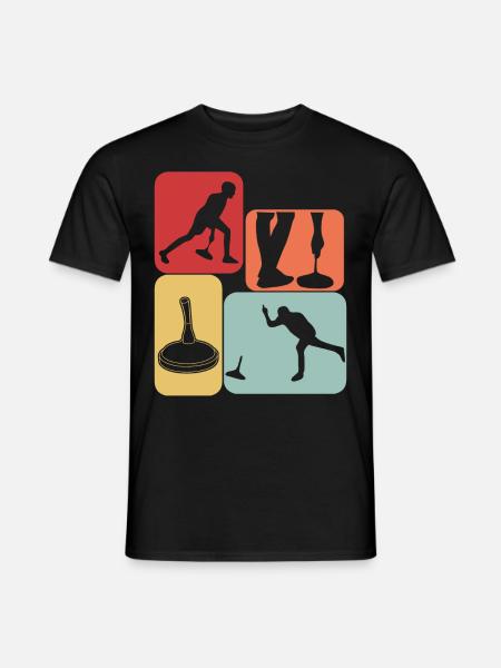 Stockschießen Retro Eisstock - Männer T-Shirt - Schwarz