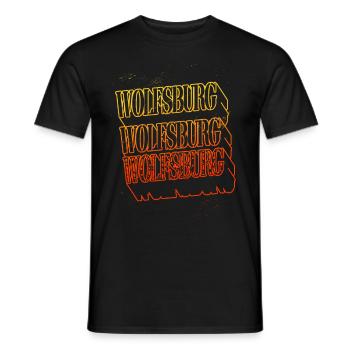 Wolfsburg Germany City Skyline Home Font - Men's T-Shirt - black - Front - AI Model Male 178 light (178cm)