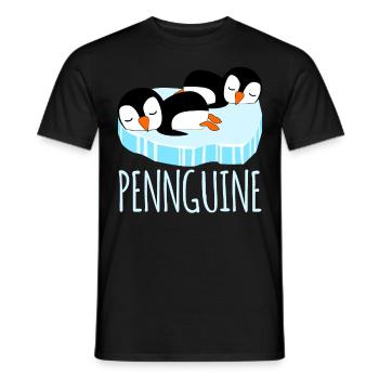 Sleeping penguins tired penguin - Men's T-Shirt - black - Front - AI Model Male 178 light (178cm)
