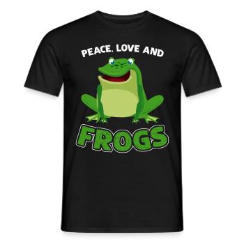 Peace Love et grenouilles - T-shirt homme - noir - Devant - AI Model Male 178 light (178cm)