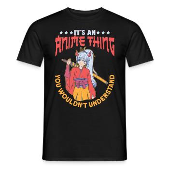 Anime Thing / Anime Manga Comic Drawing, Japan - Men's T-Shirt - black - Front - AI Model Male 178 light (178cm)