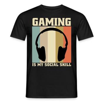 Casque de jeu Gamer Zocker - T-shirt homme - noir - Devant - AI Model Male 178 light (178cm)