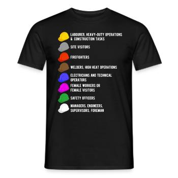 Construction worker builder construction site helmet meaning - Men's T-Shirt - black - Front - AI Model Male 178 light (178cm)