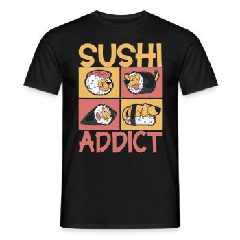 Sushi Kawaii - T-shirt homme - noir - Devant - AI Model Male 178 light (178cm)