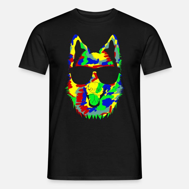 Weisser Schäferhund mit Sonnenbrille - Männer T-Shirt - Schwarz
