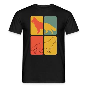 White Shepherd Retro Shepherd Dogs - Men's T-Shirt - black - Front - AI Model Male 178 light (178cm)