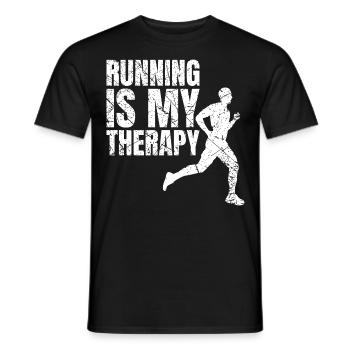 Running Is My Therapy Laufen - Men's T-Shirt - black - Front - AI Model Male 178 light (178cm)