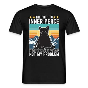 Yoga Meditation Cat - Men's T-Shirt - black - Front - AI Model Male 178 light (178cm)