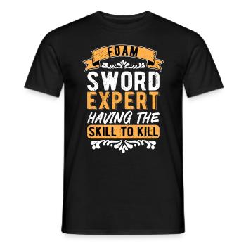 Larp Live Action Role Playing Foam Sword Expert - Männer T-Shirt - Schwarz - Vorne - AI Model Male 178 light (178cm)