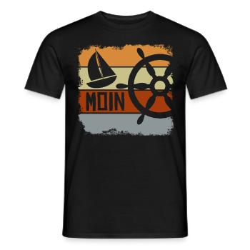 Moin Segeln Segelboot Retro Norddeutsch - Männer T-Shirt - Schwarz - Vorne - AI Model Male 178 light (178cm)