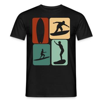 Surfer Retro Surfing Surfboard - Men's T-Shirt - black - Front - AI Model Male 178 light (178cm)