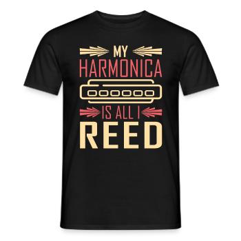 Mundharmonika My Harmonica Is All I Reed - Männer T-Shirt - Schwarz - Vorne - AI Model Male 178 light (178cm)