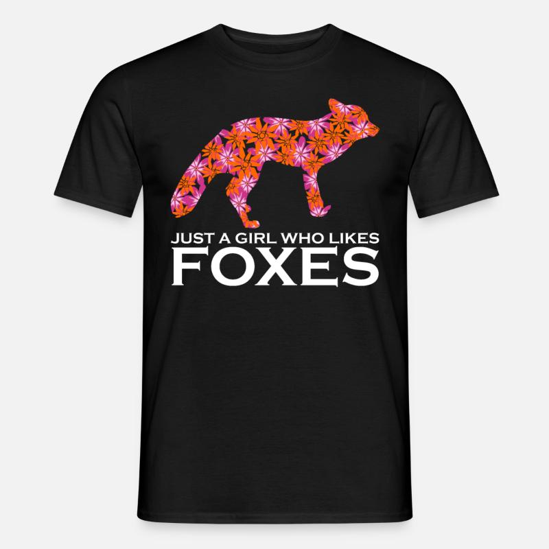 Fuchs mit Blumen - Männer T-Shirt - Schwarz