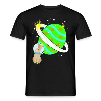 Rabbit Easter Easter Egg Space - Men's T-Shirt - black - Front - AI Model Male 178 light (178cm)