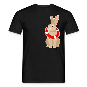 Lapin avec bouée de sauvetage - T-shirt homme - noir - Devant - AI Model Male 178 light (178cm)