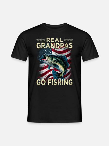 Real Grandpas Go Fishing - T-shirt herr - svart