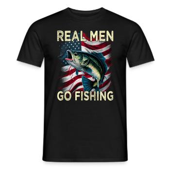 Real Men Go Fishing - Männer T-Shirt - Schwarz - Vorne - AI Model Male 178 light (178cm)