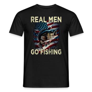 Real Men Go Fishing - Männer T-Shirt - Schwarz - Vorne - AI Model Male 178 light (178cm)