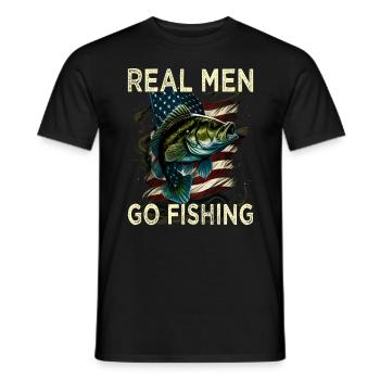 Real Men Go Fishing - Männer T-Shirt - Schwarz - Vorne - AI Model Male 178 light (178cm)