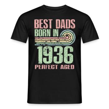 The best fathers were born in 1936, 87 years old, - Men's T-Shirt - black - Front - AI Model Male 178 light (178cm)