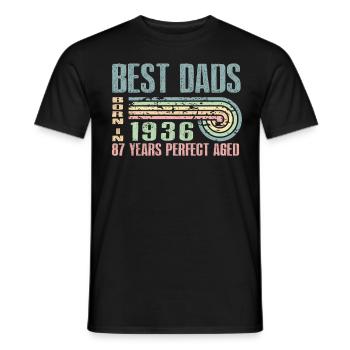 The best fathers were born in 1936, 87 years old, - Men's T-Shirt - black - Front - AI Model Male 178 light (178cm)