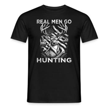 Real Men go Hunting - Hunter - Men's T-Shirt - black - Front - AI Model Male 178 light (178cm)
