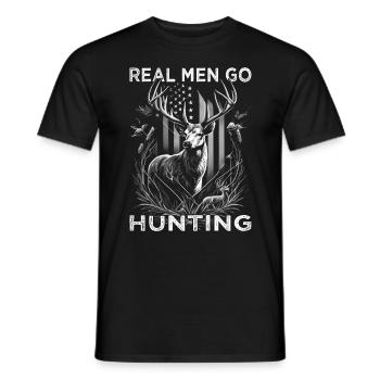 Real Men go Hunting - Hunter - Men's T-Shirt - black - Front - AI Model Male 178 light (178cm)