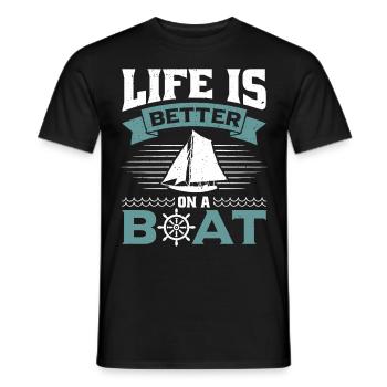 Life is better on a boat - Men's T-Shirt - black - Front - AI Model Male 178 light (178cm)