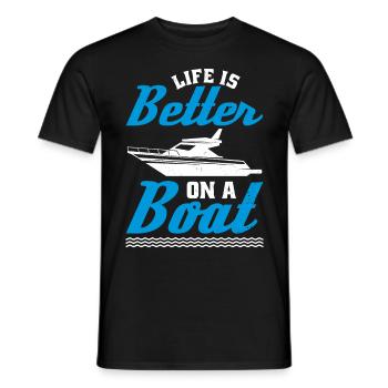 Life is better on a boat - Men's T-Shirt - black - Front - AI Model Male 178 light (178cm)