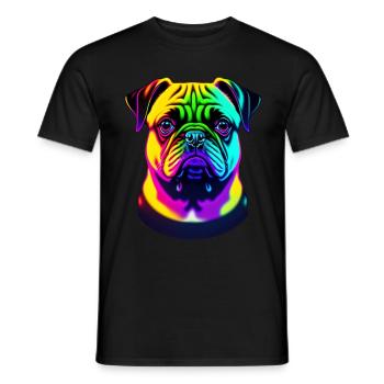 Colorful Rainbow Pug - Men's T-Shirt - black - Front - AI Model Male 178 light (178cm)