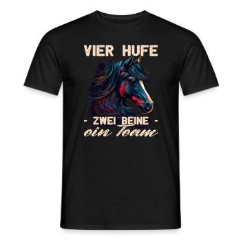 4 Hufe 2 Beine 1 Team - Pferdemädchen - Reiter - Männer T-Shirt - Schwarz - Vorne - AI Model Male 178 light (178cm)