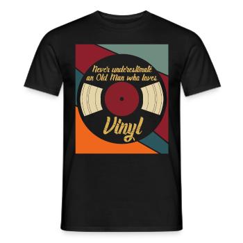 Vinyl Retro Vintage Record - Men's T-Shirt - black - Front - AI Model Male 178 light (178cm)