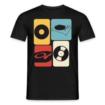 Schallplatte Retro Plattenspieler - Männer T-Shirt - Schwarz - Vorne - AI Model Male 178 light (178cm)