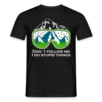 Ski Snowboard Ski Goggles Mountains - Men's T-Shirt - black - Front - AI Model Male 178 light (178cm)