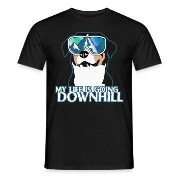 Ski Snowboard Hund mit Skibrille Berge - Männer T-Shirt - Schwarz - Vorne - AI Model Male 178 light (178cm)
