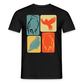 Budgerigar Vintage Budgerigars - Men's T-Shirt - black - Front - AI Model Male 178 light (178cm)