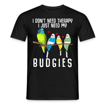 Perruche de Budgerigar - T-shirt homme - noir - Devant - AI Model Male 178 light (178cm)