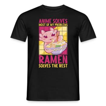 Anime Ramen Axolotl - Männer T-Shirt - Schwarz - Vorne - AI Model Male 178 light (178cm)